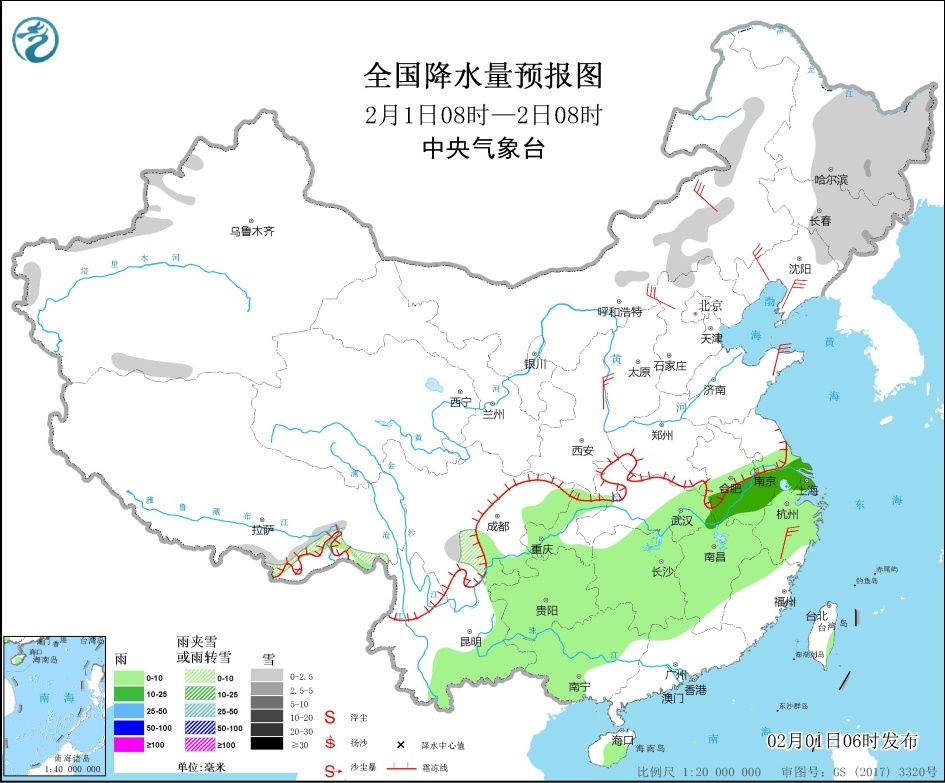 较强冷空气影响中东部地区 西南地区东部至长江中下游有小到中雨