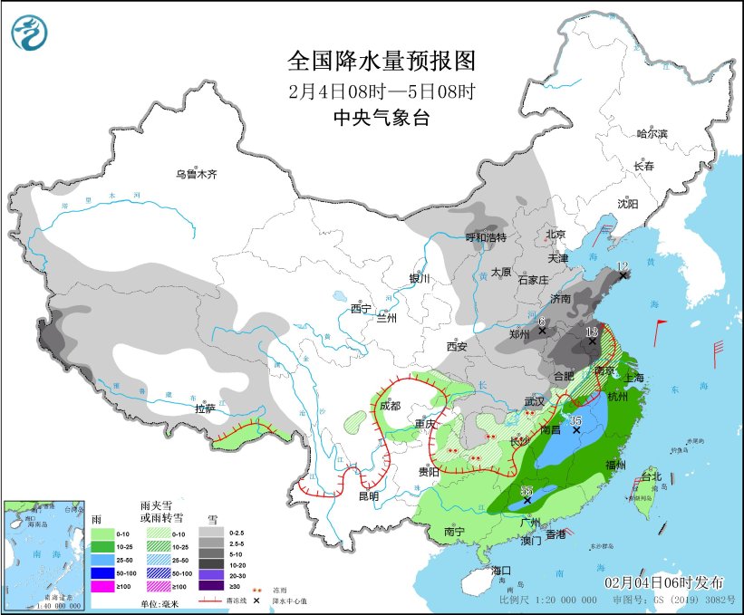 中东部地区持续大范围雨雪冰冻天气