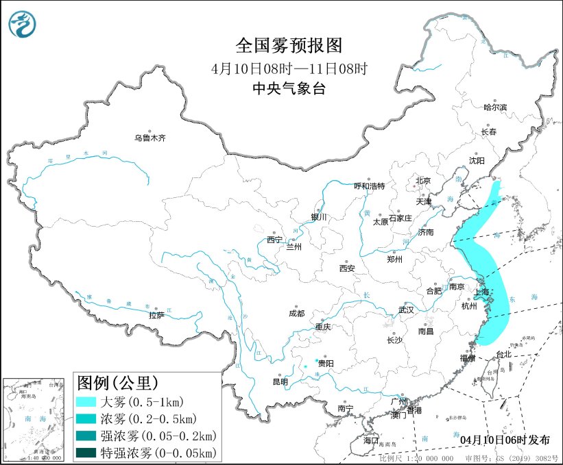 南方地区将有较强降水过程黄淮东海等沿岸海域有大雾