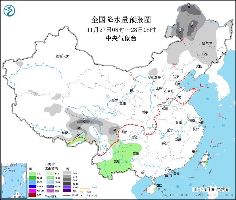 寒潮影响我国中东部地区