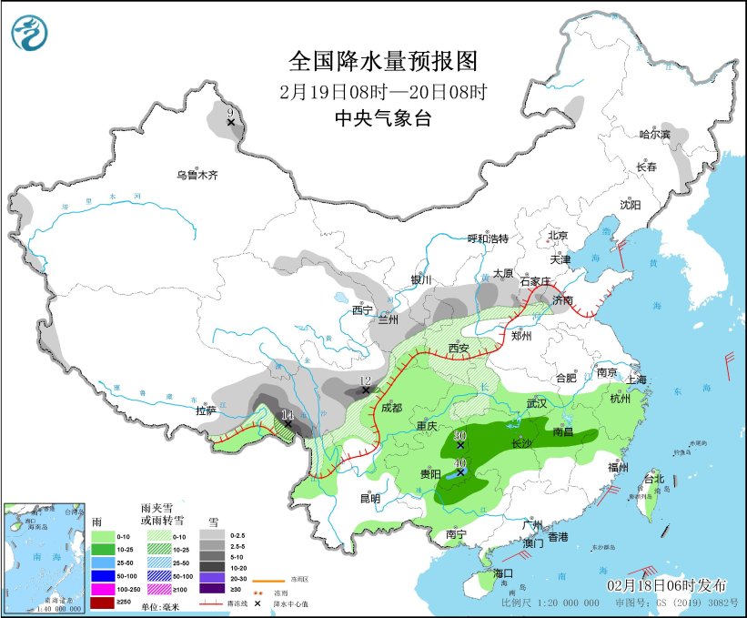 西南地区东部至长江中下游地区多阴雨