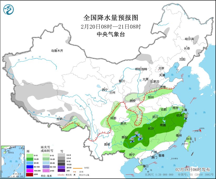 西南地区东部至长江中下游地区多阴雨