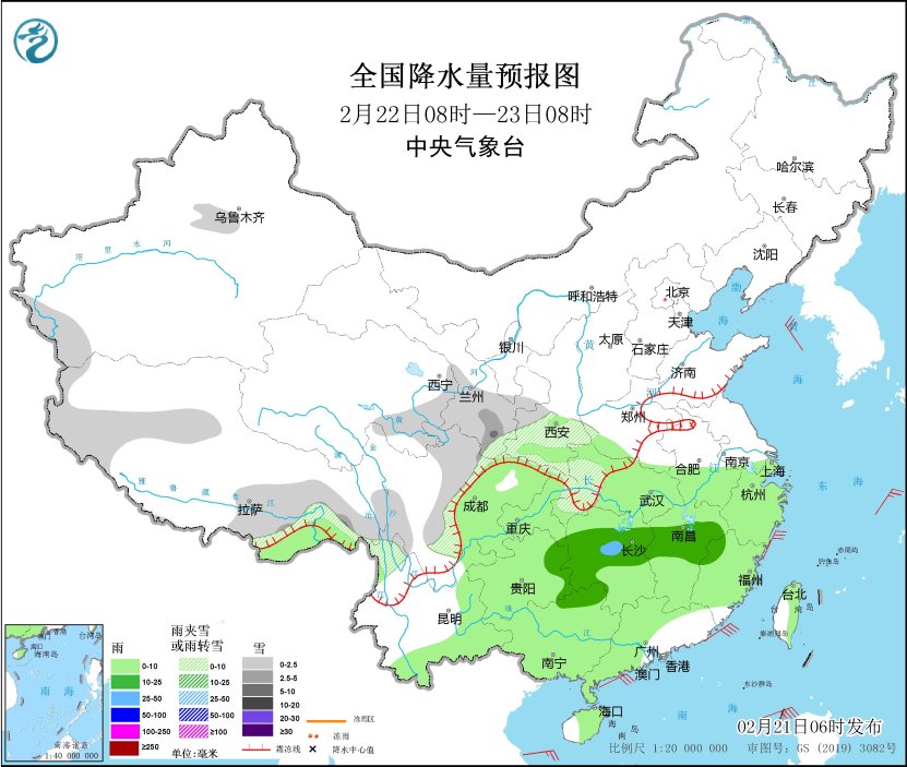 西南地区东部至长江中下游地区多阴雨 青藏高原西北地区东部等地有雨雪天气