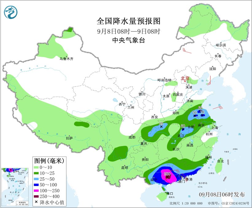 台风“塔巴”影响南海北部和华南 江苏安徽等地有分散性较强降水和对流天气