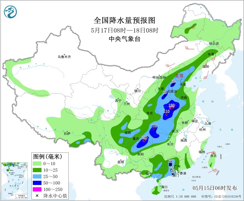 中东部将有大范围降水 黄海及东海北部海域将有大雾